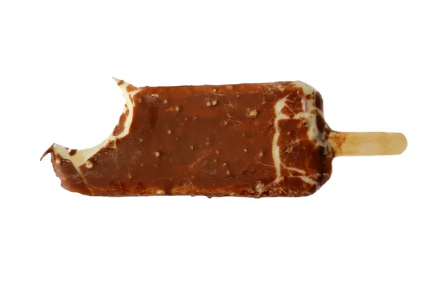 Schokoladen Und Vanilleeis Auf Einem Stock Isoliert Auf Weiß — Stockfoto