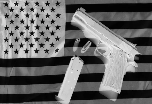 1911 Hand Gun Clip Extra Bullets American Flag 2Nd Amendment — Stockfoto