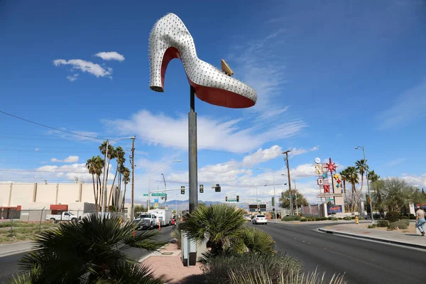 Las Vegas Nevada 2018 Iconic Silver Slipper Neon Sign Downtown — 스톡 사진