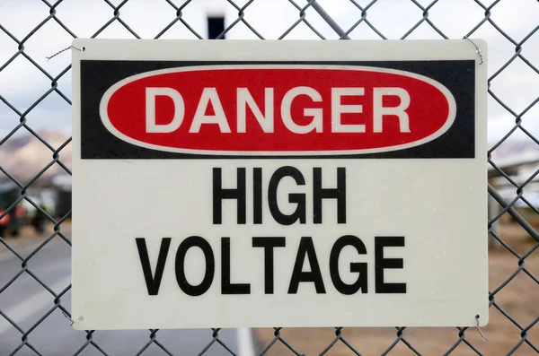 danger high voltage sign in the city