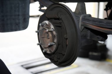 Car Parts. Car Repair. Used car parts isolated on white. brake replace.