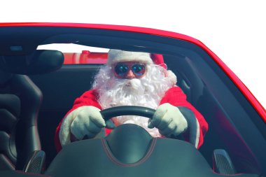 Noel Baba. Noel Baba kırmızı spor arabasıyla hızlı sürüyor. Noel Baba Hot Rod Car. Noel Baba kızağı. Noel Baba, Red Hot Sports Car 'ıyla hızlı sürerken Xmas hediyelerini dağıtıyor. Noel Baba, Hot Rod spor arabasını sürerken Noel hediyelerini dağıtıyor.. 