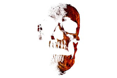 Covid-19 Cadılar Bayramı İnsan Kafatası. Siyah 'da izole edilmiş Korkunç İnsan Kafatası. Siyah giysili Coronavirus İnsan Kafatası. Covid-19. Cadılar Bayramı Kafatası. Ürkütücü Cadılar Bayramı Kafatası. 