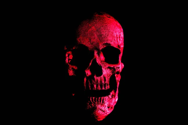 Cadılar Bayramı Kafatası Ürkütücü Cadılar Bayramı Kafatası Siyahta Izole Edilmiş — Stok fotoğraf