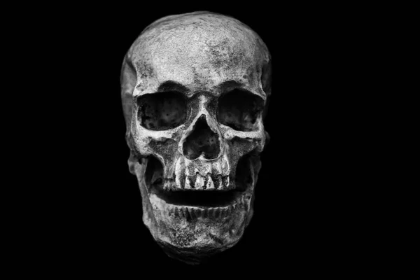 Halloween Skull Läskiga Halloween Skull Isolerad Svart Covid Halloween Människoskalle — Stockfoto