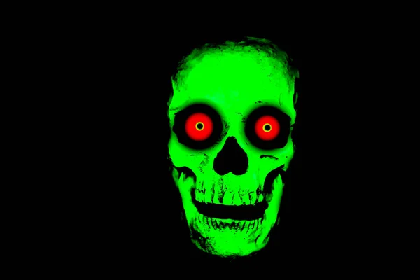 Halloween Glow Dark Painted Skull Ultraviolet Glow Dark Paint Voodoo — Stock Photo, Image