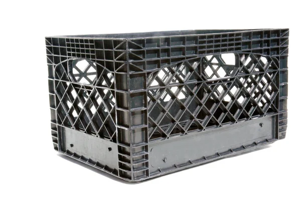 Plastic Milk Crate Isolated White Room Text Food Shipping Crate —  Fotos de Stock