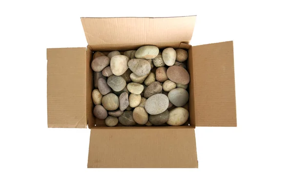 Κουτί Πέτρες Ένα Χαρτόκουτο Γεμάτο Πέτρες Πιο Ηλίθιος Από Ένα — Φωτογραφία Αρχείου
