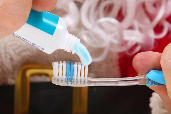 Santa Claus Santa Claus Recommends Everyone Brushes Teeth Christmas Tooth — Stock Photo, Image