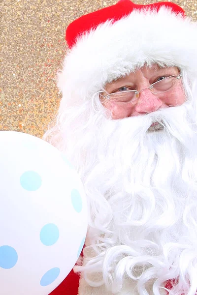 Santa Claus Santa Claus Holds Balloons Merry Christmas Balloons Helium — Stock fotografie