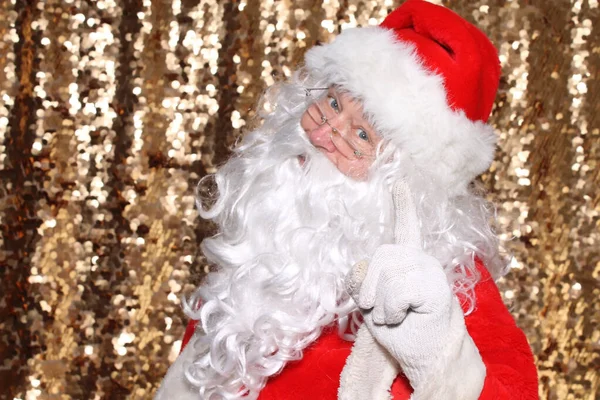 Santa Claus Santa Claus Holds His Finger Air Says Forget — Foto Stock