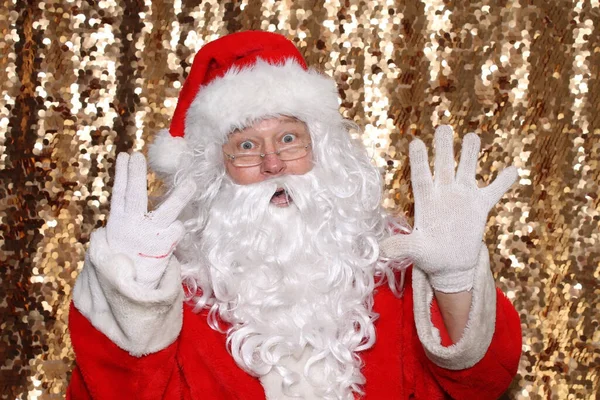Santa Claus Santa Claus Holds Eight Fingers Air Says Only — Φωτογραφία Αρχείου