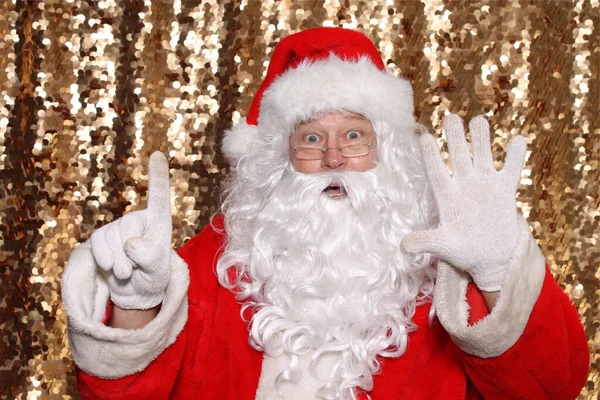 Santa Claus Santa Claus Holds Six Fingers Air Says Only — 图库照片