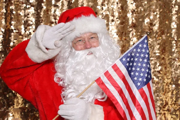 Santa Claus Santa Claus Holds American Flag Santa All American — Fotografia de Stock