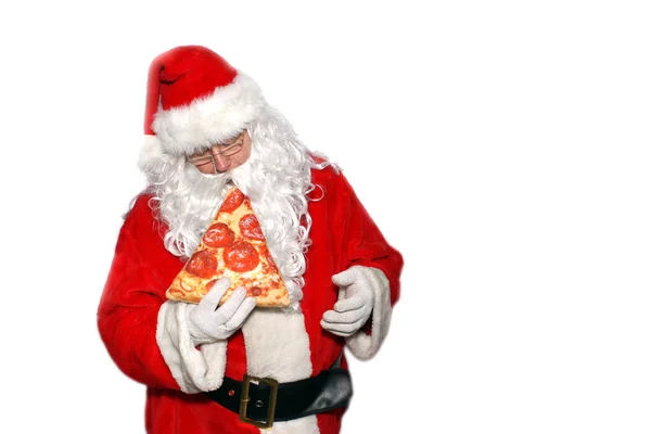 Santa Claus Isolated White Room Text Santa Claus Enjoys Eats — Stockfoto
