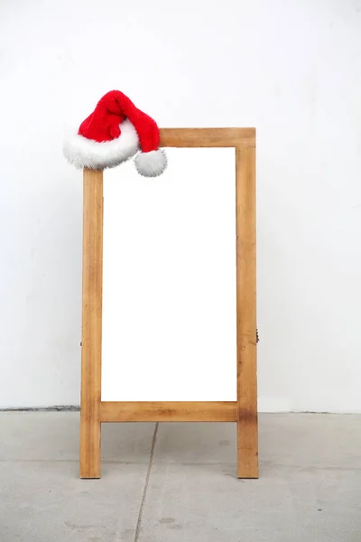 Advertising Sign Advertising Sign Santa Claus Hat Isolated White Room — Foto de Stock