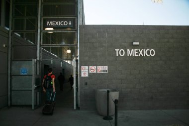 San Ysidro, California - 11/26/2018: San Ysidro land port of entry West Pedestrian Facility. Pedestrian Entrance to Mexico from the United States.