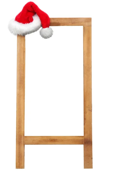 Advertising Sign Advertising Sign Santa Claus Hat Isolated White Room — Stok fotoğraf