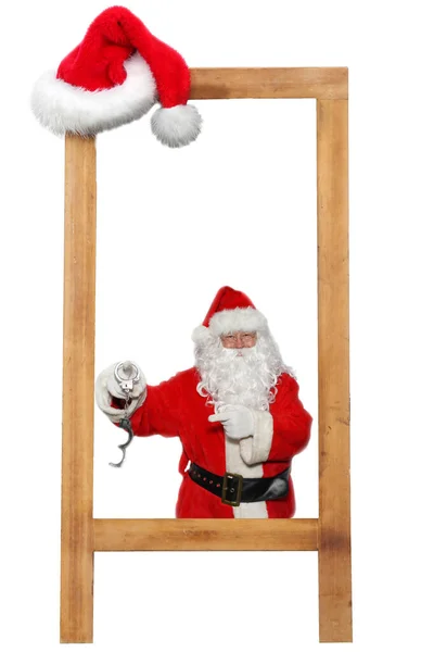 Advertising Sign Advertising Sign Santa Claus Text Santa Hat Isolated — Zdjęcie stockowe