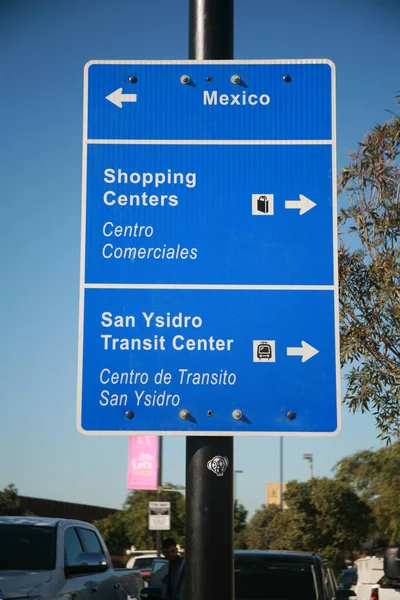 San Ysidro California 2018 Signs Seen Mexico Border Warning Cross — Fotografia de Stock