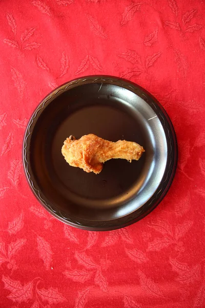 Jambe Poulet Frit Poulet Frit Croustillant Isolé Sur Blanc Place — Photo