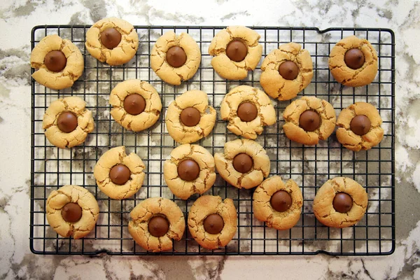Peanut Butter Cookies Peanut Butter Blossom Cookie Chocolate Peanut Butter — Stock Photo, Image