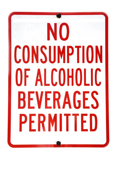 Alkoholtartalmú Italok Fogyasztása Tilos Városi Figyelmeztetés Alkoholfogyasztás Ellen Fehér Alapon — Stock Fotó