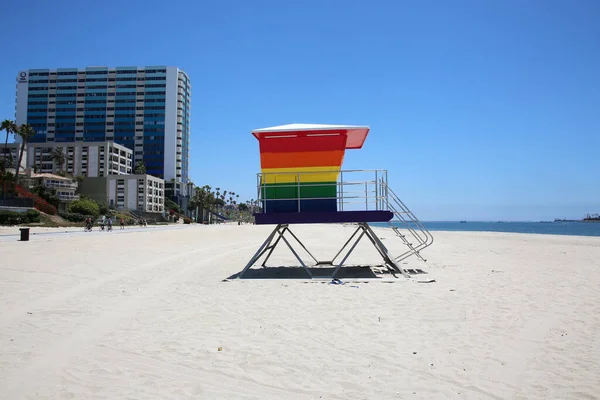 Long Beach Καλιφόρνια Ιουλίου 2021 Gay Pride Lifeguard Towe Πολύχρωμος — Φωτογραφία Αρχείου