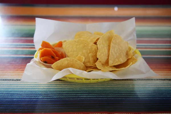 Chips Salsa Nachos Chips Maíz Con Salsa Comida Mexicana Chips —  Fotos de Stock
