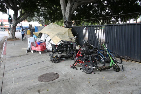Los Ángeles California Agosto 2021 Los Angles Homeless Tents Encampments — Foto de Stock