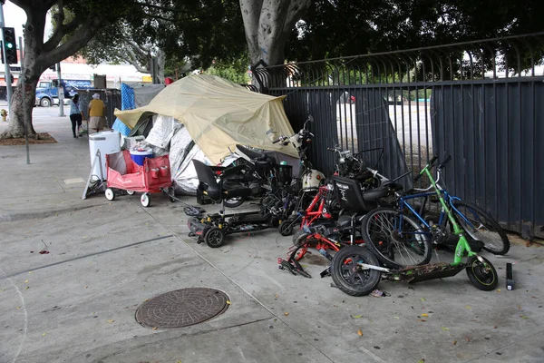 Los Ángeles California Agosto 2021 Los Angles Homeless Tents Encampments — Foto de Stock