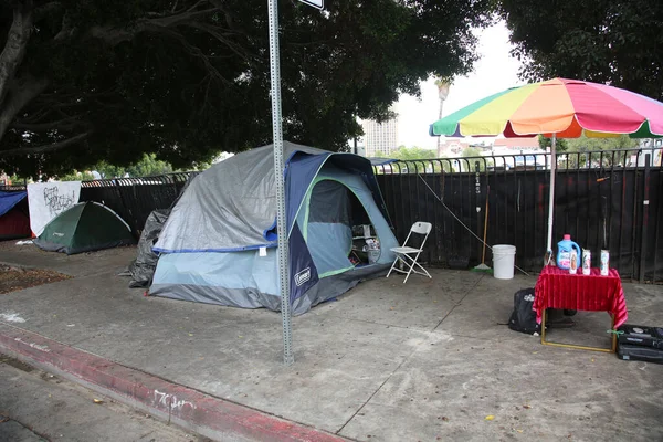 Los Angeles Kalifornien Augusti 2021 Los Angles Hemlösa Tält Och — Stockfoto
