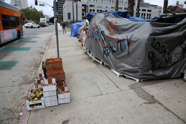 Los Angeles Californië Augustus 2021 Dakloze Tenten Kampementen Los Angles — Stockfoto