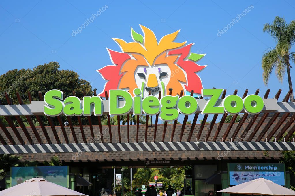 8-27-2021 San Diego, California: San Diego Zoo Entrance. Entrance and Sign to the San Diego Zoo.
