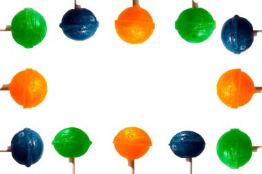Candy Lollipops. Colorful lollipops. Suckers. Candy. Hard candies isolated. Scattered lollipop pile. Fruit confectionery. Round sweets, boiled sugar candies. Children's Candy on a stick. Candy Cane.