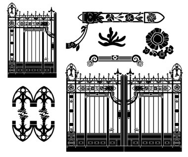 wrought iron gate and decoration clipart