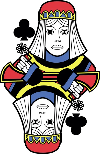 Hiçbir kart kulüpleri Kraliçe stilize — Stok Vektör