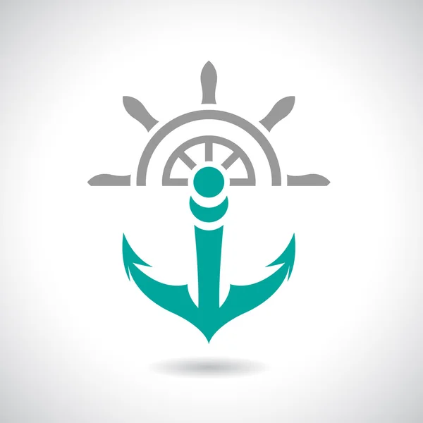 Anchor and Rudder Icon Vector Illustration — Stock Vector