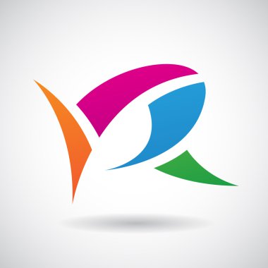 Logo şekli ve harf R, vektör çizim simgesi