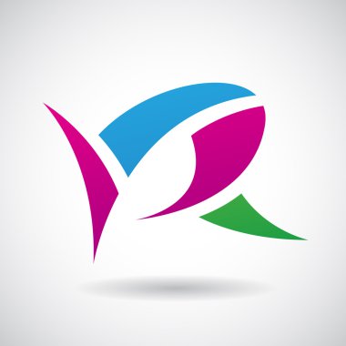 Logo şekli ve harf R, vektör çizim simgesi