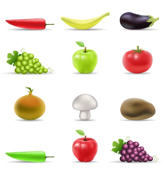 Groenten en fruit Iconen — Stockfoto