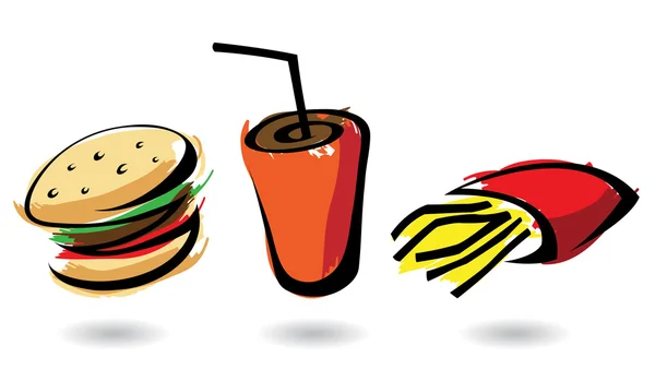 Ícones coloridos de fast food — Fotografia de Stock