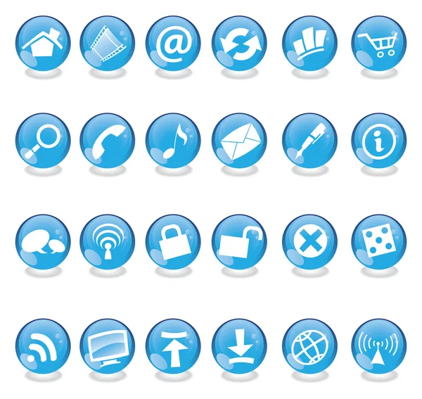 Blue glass web icons — Stock Photo, Image