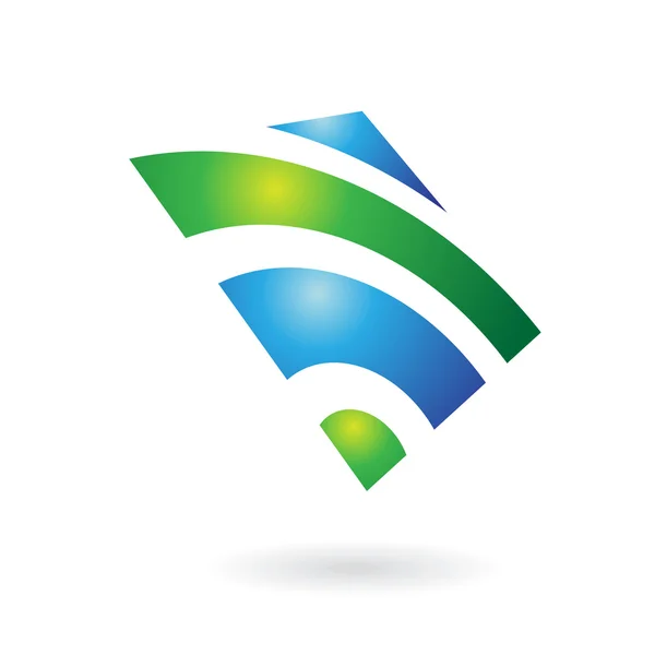 Icône logo brillant vert et bleu — Photo