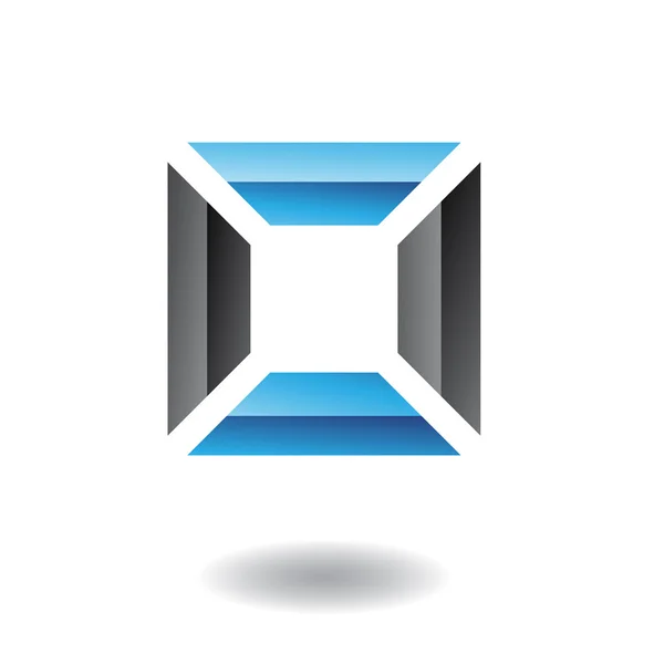 3d azul e preto logotipo ícone — Fotografia de Stock