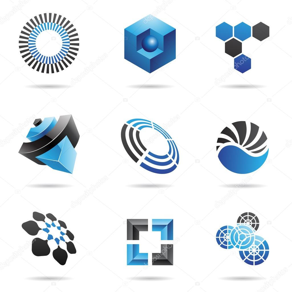 Various blue abstract icons, Set 4