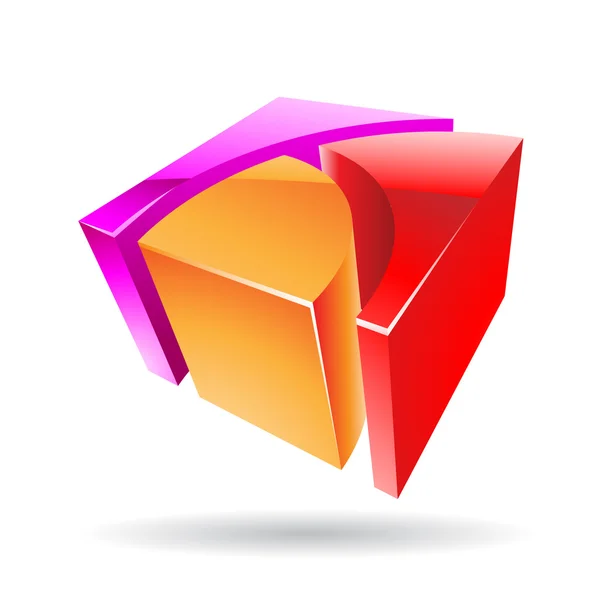 Ikon logo kubik 3d penuh warna — Stok Foto
