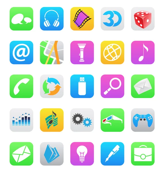 Ios 7 Stil mobile App-Symbole isoliert auf weißem Hintergrund — Stockfoto