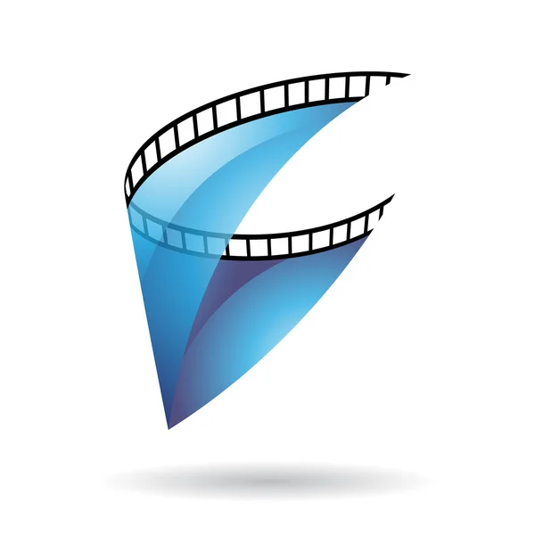 Blue Transparent Film Reel Icon — Stock Photo, Image