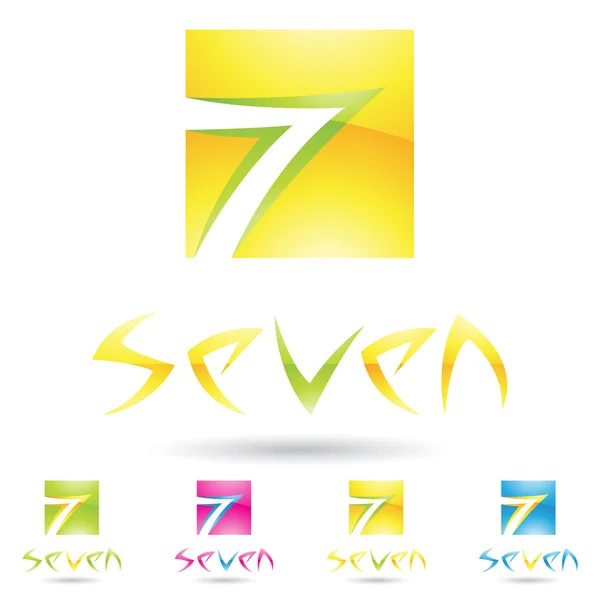 Colorful and abstract icons for number 7, set 5 — Stock Photo, Image